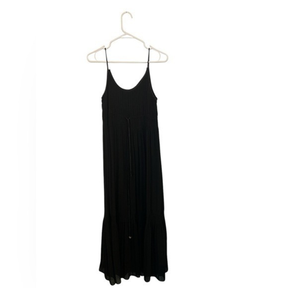 Robbie Bee Black Maxi Sundress Tiered Skirt Spaghetti Straps - Picture 1 of 6